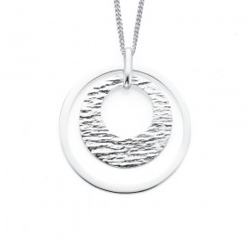 Sterling+Silver+Hammered+Circle+In+Circle+Pendant