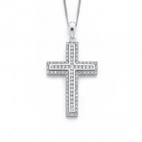 9ct-White-Gold-Diamond-Cross-Pendant-Total-Diamond-Weight50ct on sale