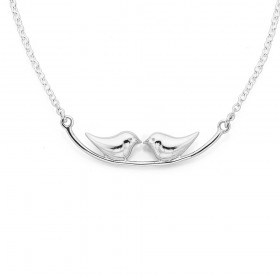 Sterling-Silver-Two-Kissing-Birds-Necklet on sale