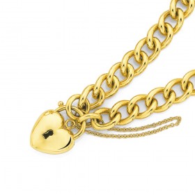 9ct-19cm-Handmade-Curb-Padlock-Bracelet on sale