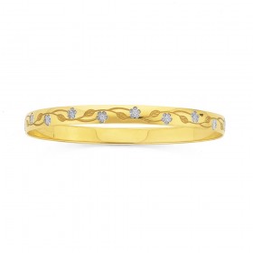 9ct-Two-Tone-Flower-Bangle on sale