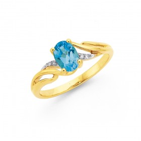 9ct-Blue-Topaz-Diamond-Ring on sale