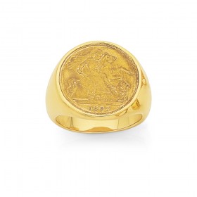 Gents-Half-Sovereign-Ring-in-9ct-Yellow-Gold on sale