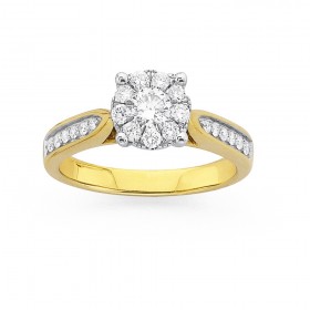 9ct-Diamond-Cluster-Engagement-Ring on sale