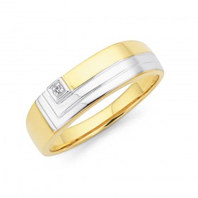 9ct-Gents-Two-Tone-Diamond-Ring-Size-U on sale