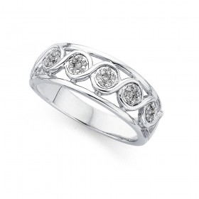 9ct-White-Gold-Diamond-Multi-Cluster-Ring on sale
