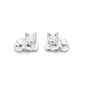 Sterling+Silver+Sitting+Cat+Studs