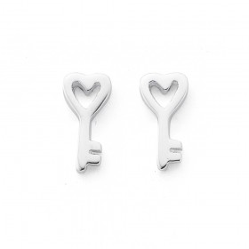 Sterling-Silver-Heart-Key-Studs on sale
