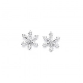 Cubic-Zirconia-Snowflake-Studs-in-Sterling-Silver on sale