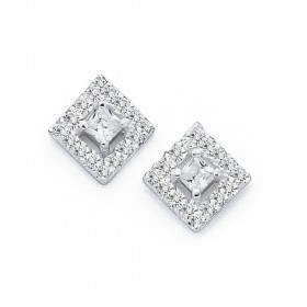 Fancy-Square-Cubic-Zirconia-Studs-in-Sterling-Silver on sale