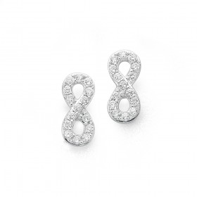 Sterling-Silver-Cubic-Zirconia-Infinity-Earrings on sale