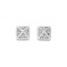 Sterling-Silver-Cubic-Zirconia-Pyramid-Studs on sale