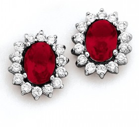 Synthetic+Ruby+%26amp%3B+Cubic+Zirconia+Cluster+Studs+in+Sterling+Silver