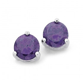 Sterling+Silver+Violet+Cubic+Zirconia+Studs