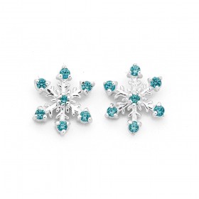 Blue-Cubic-Zirconia-Snowflake-Studs-in-Sterling-Silver on sale