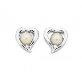 Sterling-Silver-Freshwater-Pearl-Heart-Stud-Earrings on sale