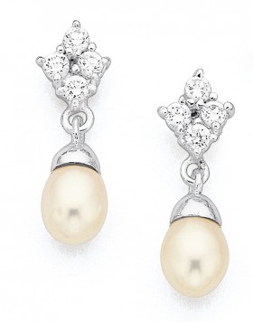 Freshwater-Pearl-Cubic-Zirconia-Earrings-in-Sterling-Silver on sale