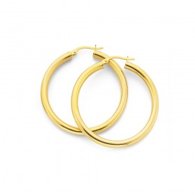 9ct-Gold-30mm-Polished-Hoop-Earrings on sale