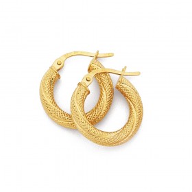 10mm-Beaded-Twist-Hoop-Earrings-in-9ct-Yellow-Gold on sale