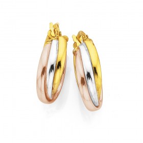 Tri-Tone-Russian-Earrings-in-9ct-Rose-White-and-Yellow-Gold on sale