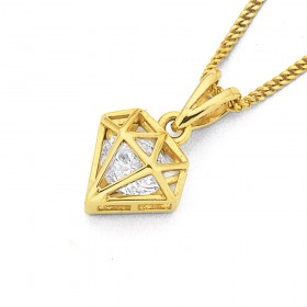 Cubic-Zirconia-within-Diamond-Pendant-in-9ct-Yellow-Gold on sale