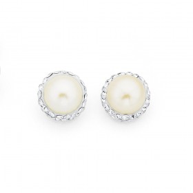 Crystal+and+Freshwater+Pearl+Sterling+Silver+Studs
