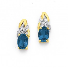 9ct+London+Blue+Topaz+%26amp%3B+Diamond+Earrings