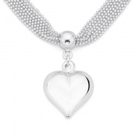Heart-on-Diamond-Cut-Ball-Cable-Chain-in-Sterling-Silver on sale