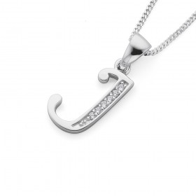 Initial-J-Pendant-in-Sterling-Silver on sale