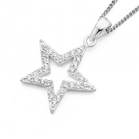 Cubic-Zirconia-Star-Pendant-Sterling-Silver on sale