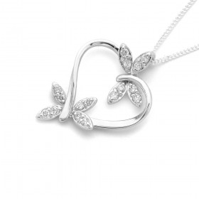Cubic-Zirconia-Butterfly-Heart-Pendant-in-Sterling-Silver on sale