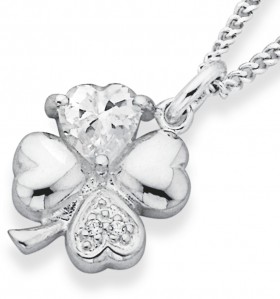 Cubic+Zirconia+Clover+Pendant+in+Sterling+Silver