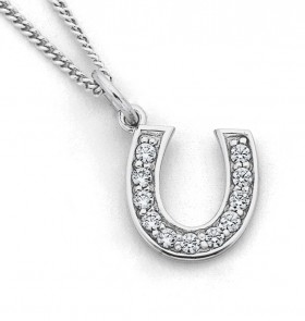 Cubic+Zirconia+Horseshoe+Pendant+in+Sterling+Silver
