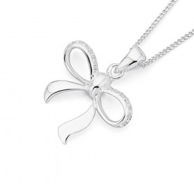 Sterling-Silver-Cubic-Zirconia-Bow-Pendant on sale