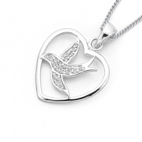 Cubic+Zirconia+Swallow+Bird+Heart+Pendant+in+Sterling+Silver