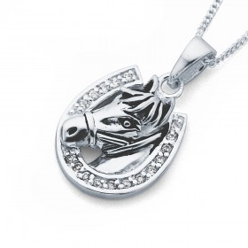 Horse+Head+Cubic+Zirconia+Pendant+in+Sterling+Silver