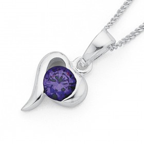 Purple+Cubic+Zirconia+Heart+Pendant+in+Sterling+Silver