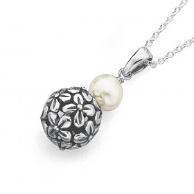 Silver-Pearl-Flower-Ball-Pendant on sale