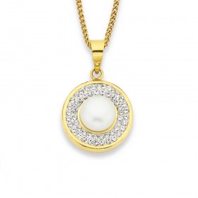9ct+Gold+Crystal+%26amp%3B+Freshwater+Pearl+Pendant