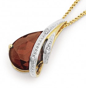 9ct-Garnet-Diamond-Pendant on sale
