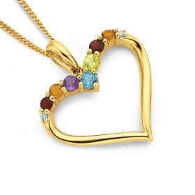 9ct-Diamond-Gemstone-Heart-Pendant on sale