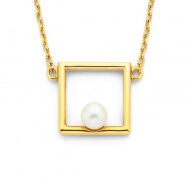 9ct-Freshwater-Pearl-Square-Necklet on sale