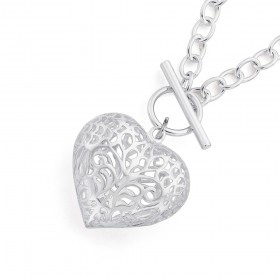 50cm+Oval+Belcher+Chain+with+Heart+in+Sterling+Silver