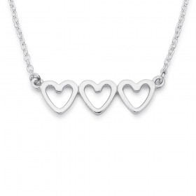 Three-Hearts-Necklace-in-Sterling-Silver on sale