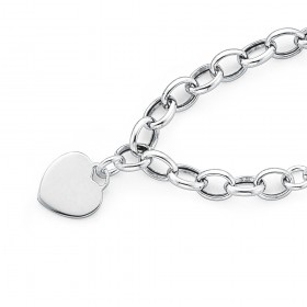 19cm-Sterling-Silver-Belcher-Bracelet-with-Heart-Disc on sale