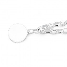 Sterling-Silver-19cm-Oval-Belcher-Bracelet-with-Disc on sale