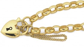 9ct-19cm-Oval-Belcher-Padlock-Bracelet on sale