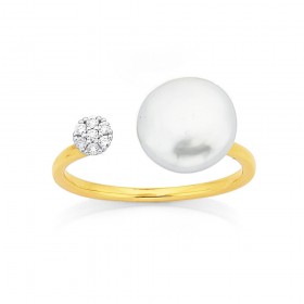 9ct+White+Gold+Freshwater+Pearl+%26amp%3B+Diamond+Ring