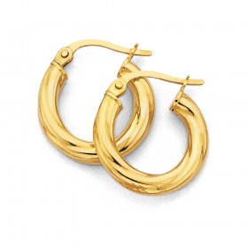 10mm+Twist+Hoops+in+9ct+Yellow+Gold