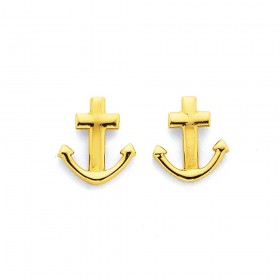 Anchor+Studs+in+9ct+Yellow+Gold